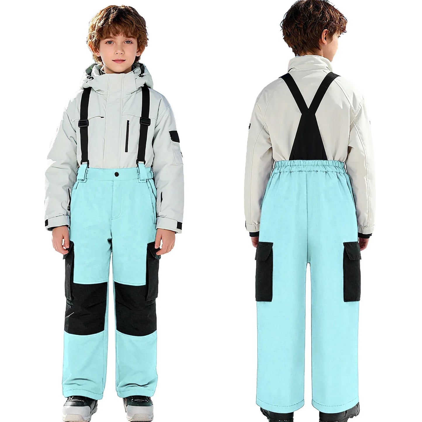 Kids Ski Overalls Water Resistant Snowsuit With Pockets - ToylandEU