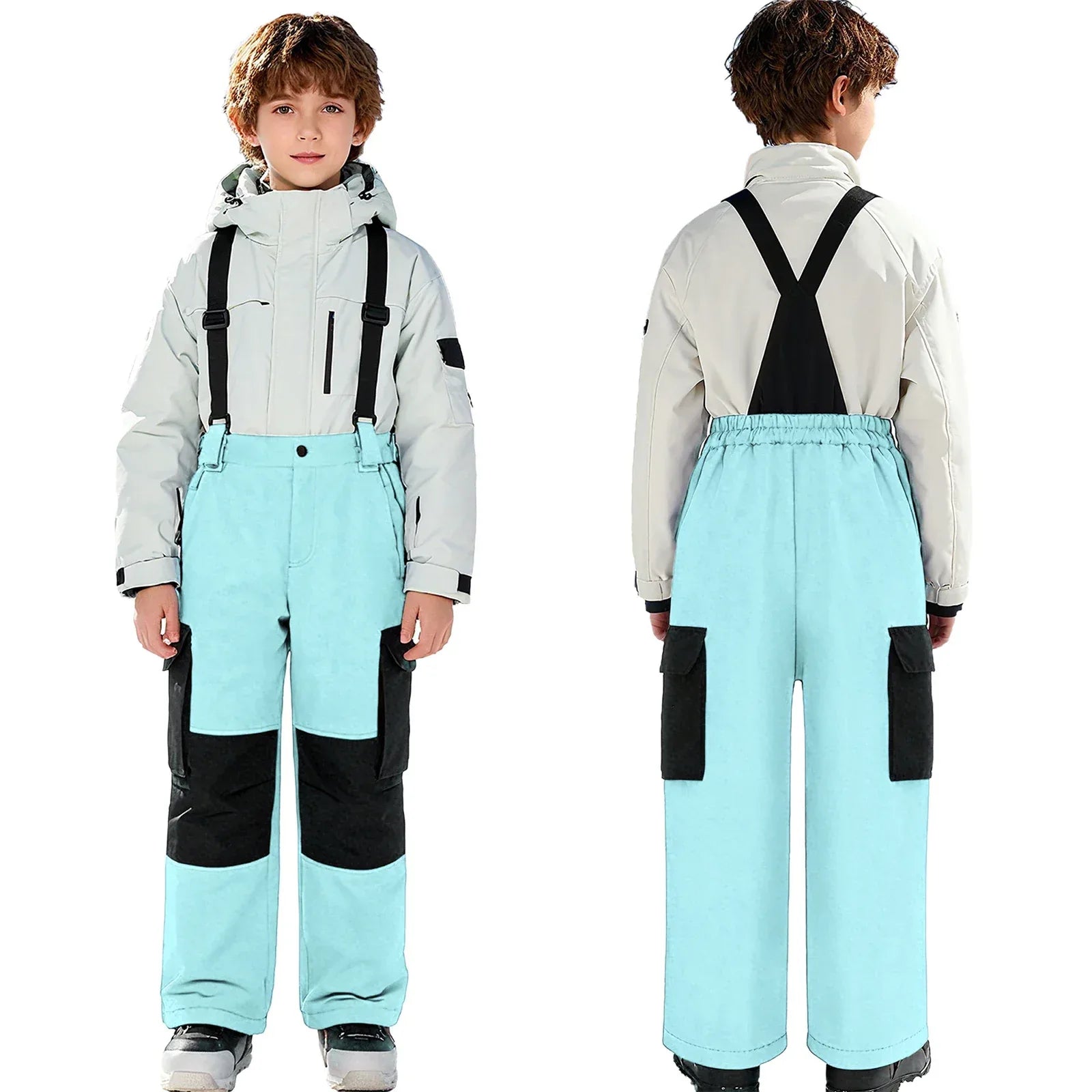 Kids Ski Overalls Water Resistant Snowsuit With Pockets - ToylandEU