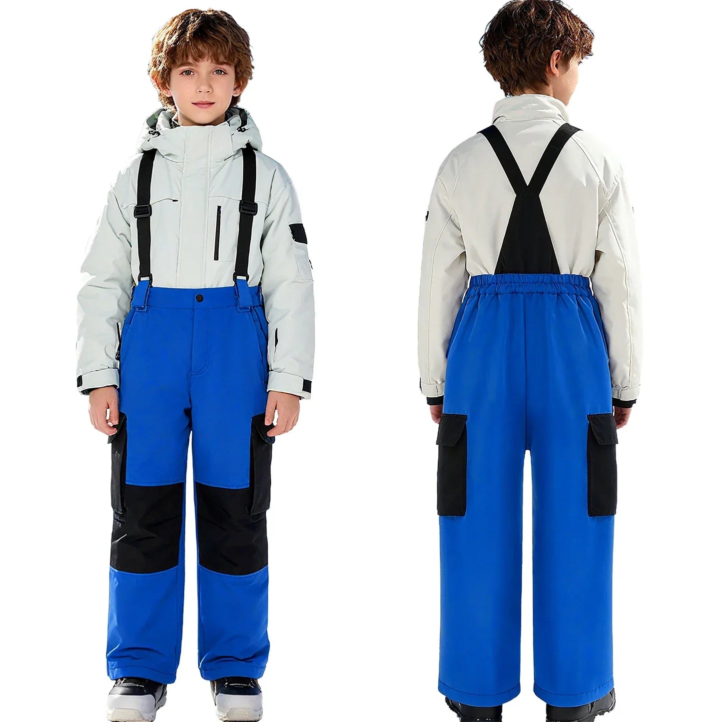 Kids Ski Overalls Water Resistant Snowsuit With Pockets - ToylandEU