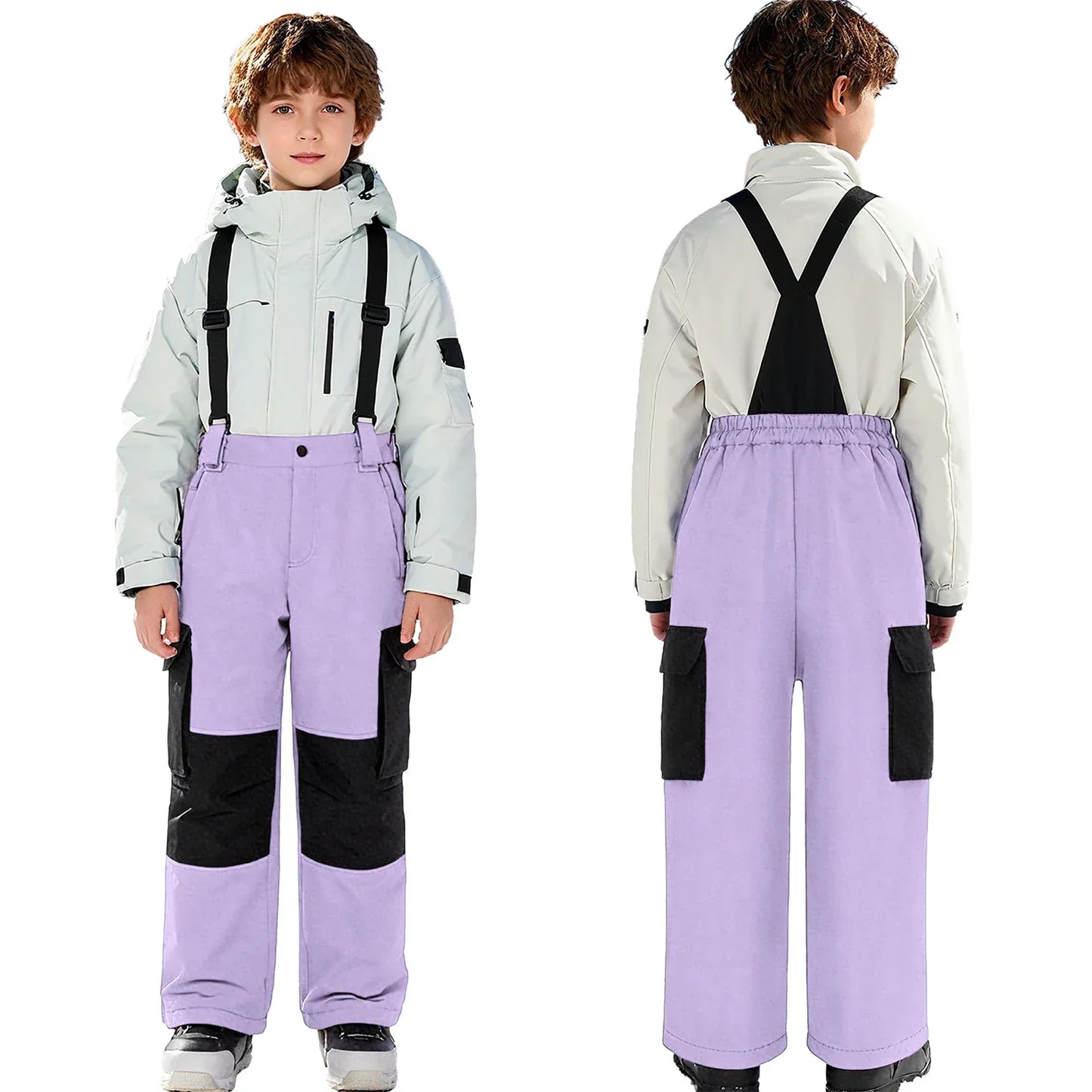 Kids Ski Overalls Water Resistant Snowsuit With Pockets - ToylandEU