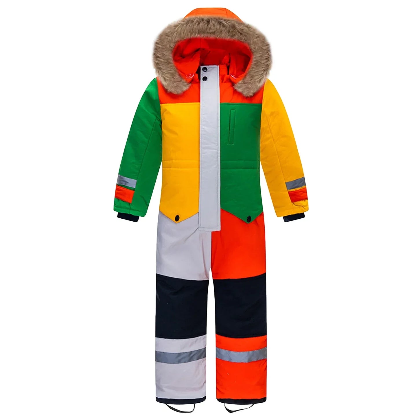 Kids Ski Suit One Piece Fur Hood Windproof Warm Winter - ToylandEU