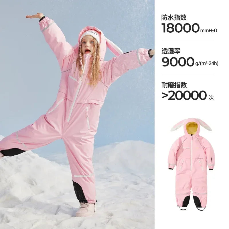 Kids Ski Suit Waterproof Warm Insulated One Piece Snow Gear - ToylandEU