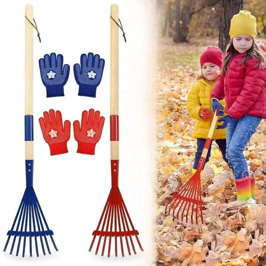  Kids Small Rake Garden Rake And Gloves Kit For Outdoor Gardening -  ToylandEU™