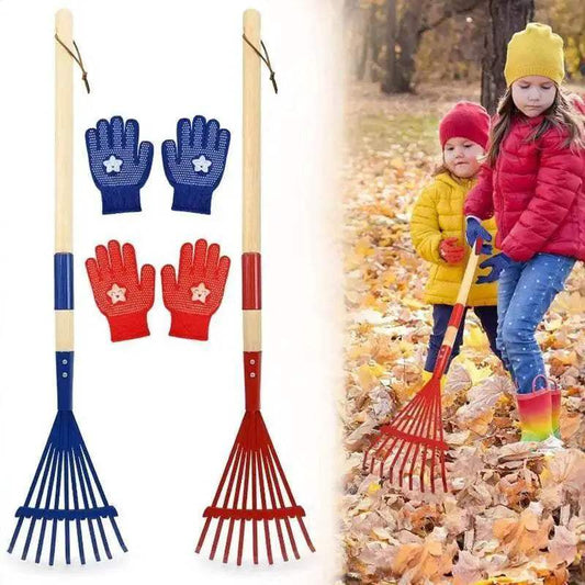  Kids Small Rake Garden Rake And Gloves Kit For Outdoor Gardening -  ToylandEU™