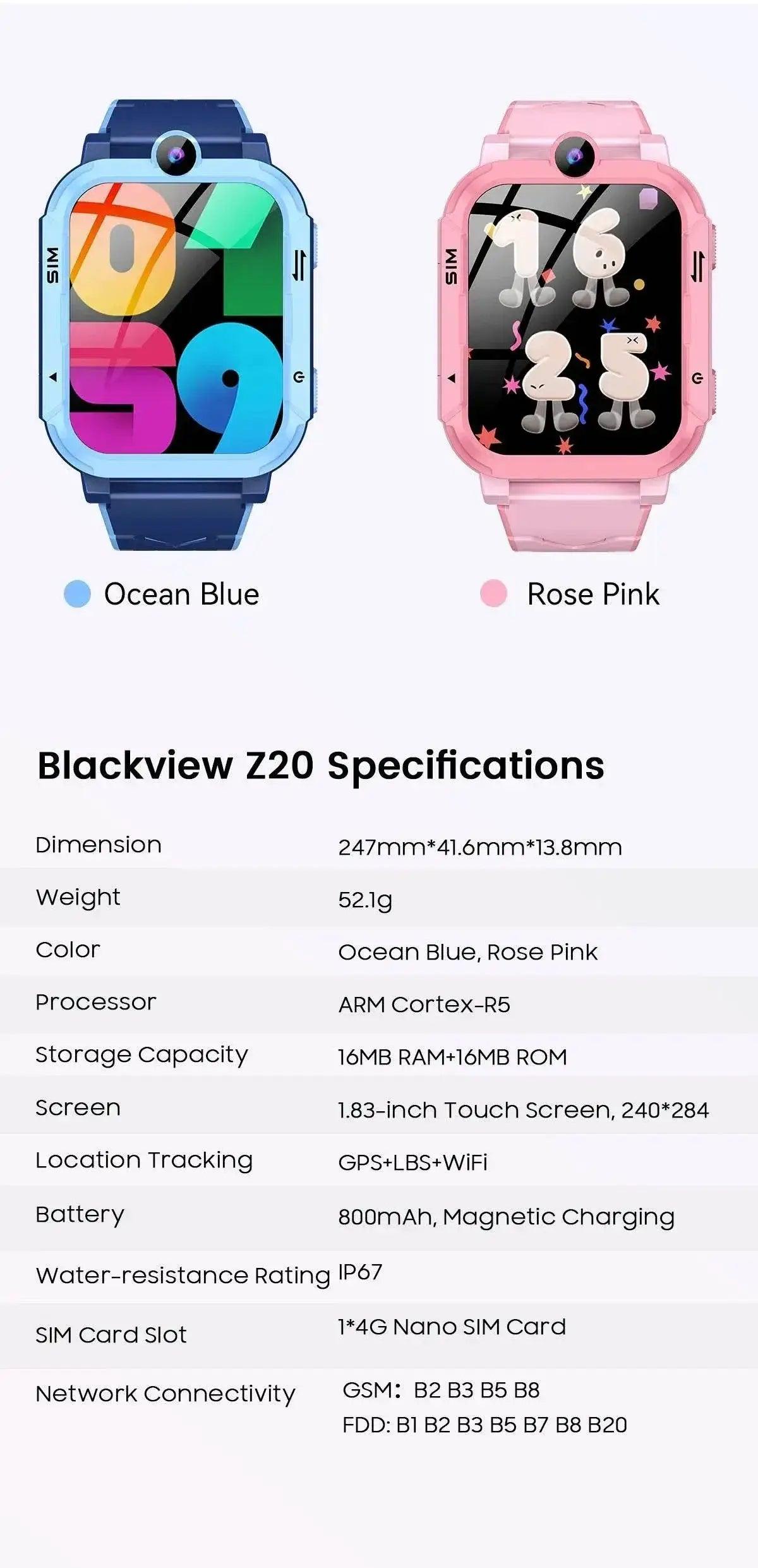  World Premiere Blackview NEW Z20 4G Smart Watch Kids GPS Video Call IP67 Tracker -  ToylandEU™