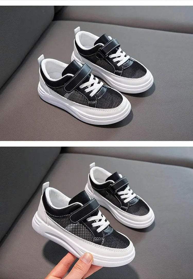  Kids Casual Sports Sneakers - Soft Leather Breathable Board Shoes for Boys and Girls in White -  ToylandEU™