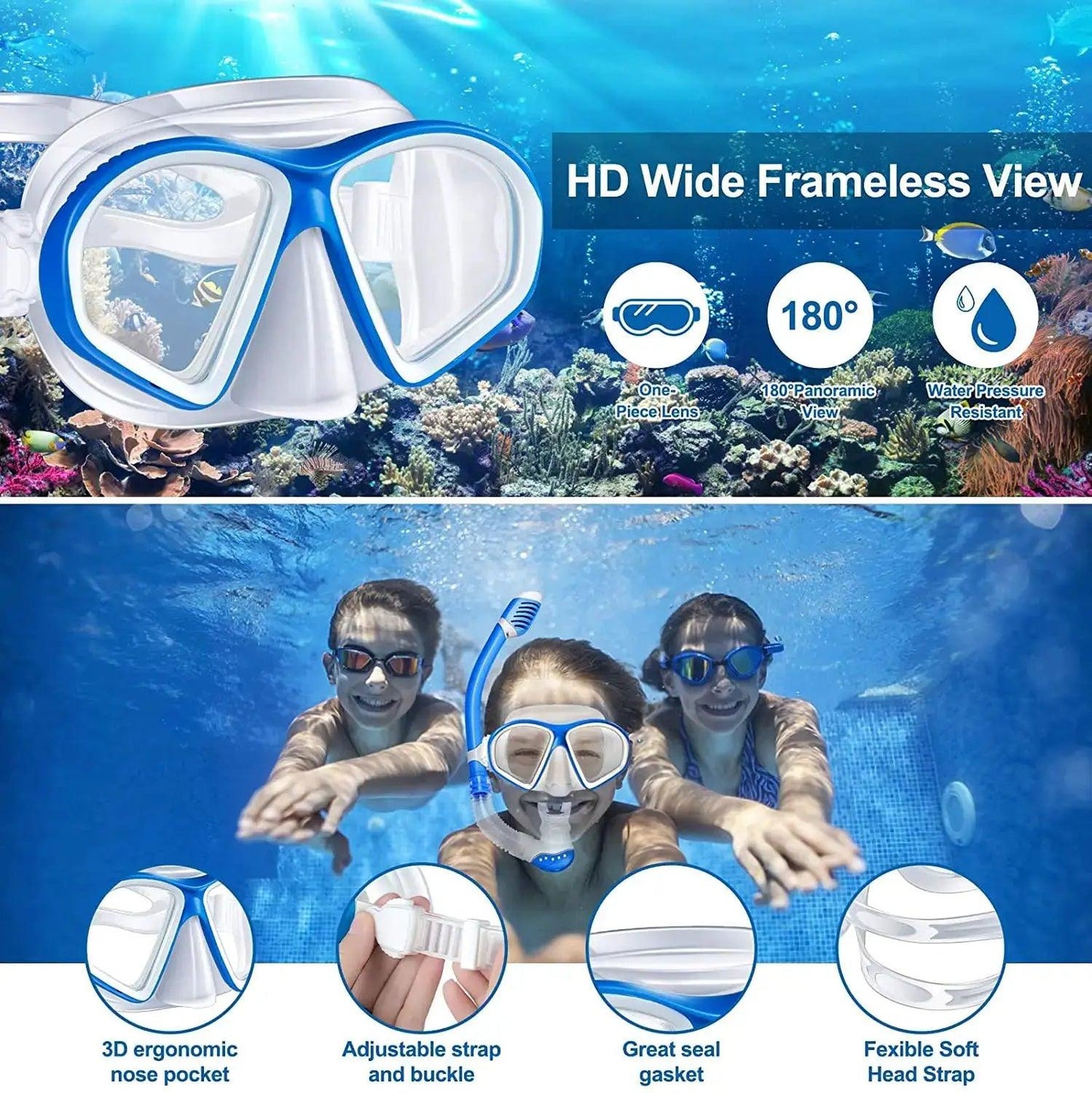  Kids Snorkel Set Dry Tube Silicone Mask For Kids -  ToylandEU™