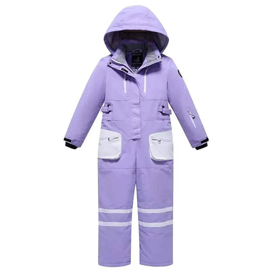  Kids Snowboarding Suit One Piece Hooded Warm Skiwear -  ToylandEU™