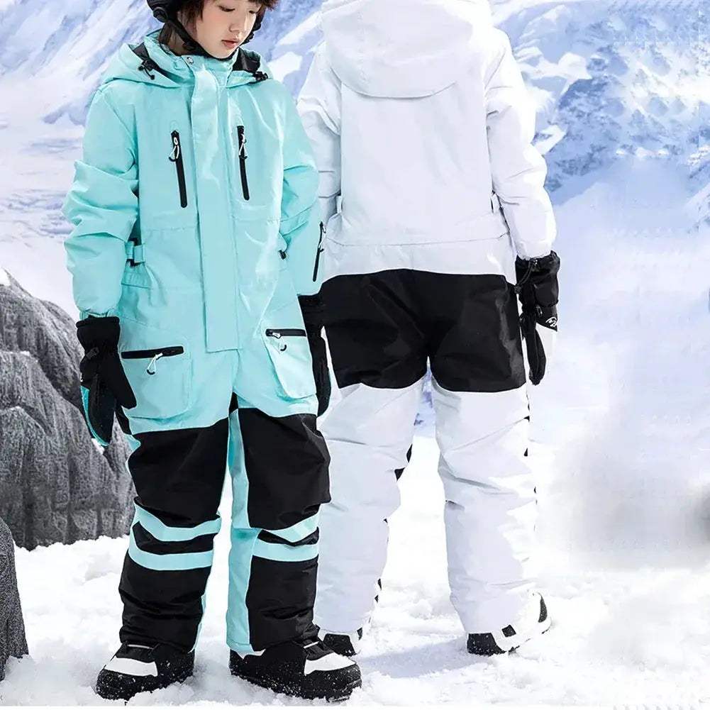 Kids Snowboarding Suit One Piece Hooded Windproof Warm Skiwear - ToylandEU