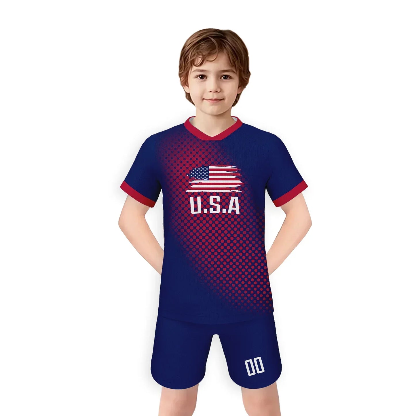 Kids Soccer Jersey And Shorts Set, Customizable Name And Number, Unisex Youth Football Training Uniform - ToylandEU