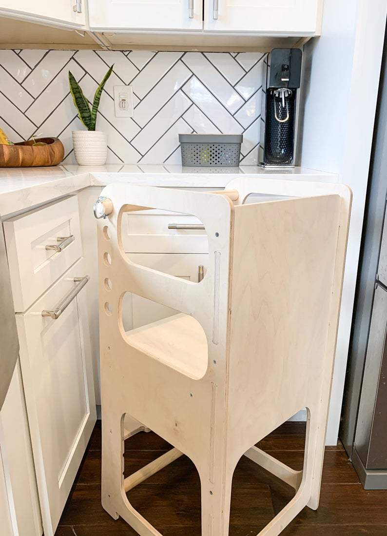 Toddler Step Stool | Safety Handlebar | Fully Adjustable | Birch Wood
