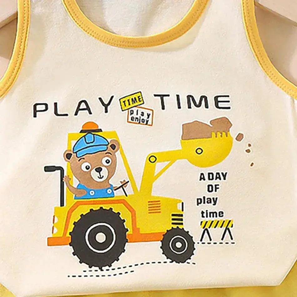  2 Pcs Summer Children's Animal Cartoon Print Vest Sets Girls Clothes Baby Korean Thin Boys Kids Sleeveless Casual Clothing Sets -  ToylandEU™