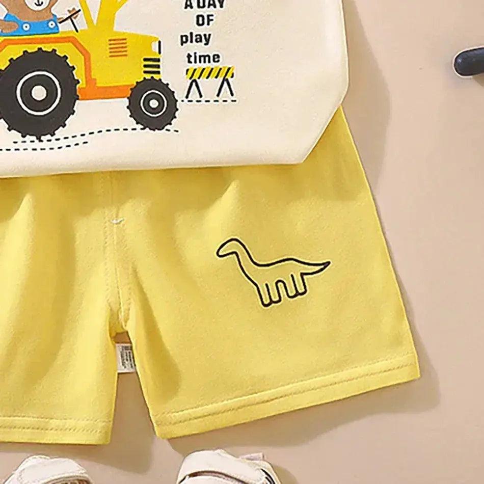  2 Pcs Summer Children's Animal Cartoon Print Vest Sets Girls Clothes Baby Korean Thin Boys Kids Sleeveless Casual Clothing Sets -  ToylandEU™