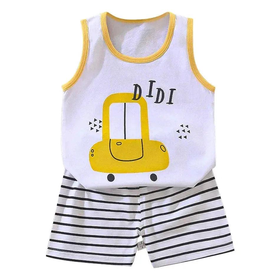  2 Pcs Summer Children's Animal Cartoon Print Vest Sets Girls Clothes Baby Korean Thin Boys Kids Sleeveless Casual Clothing Sets -  ToylandEU™