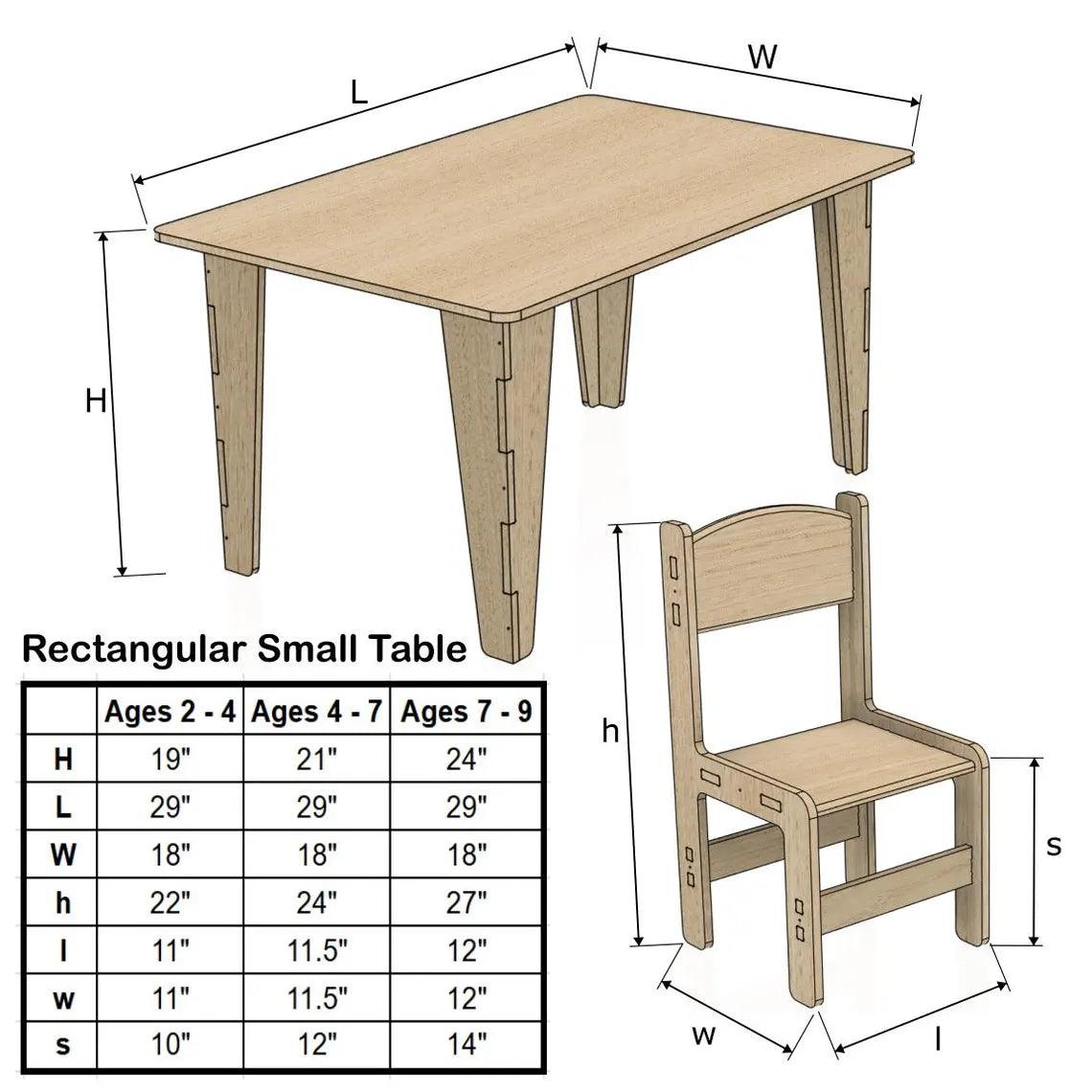 Kids Table Baltic Birch Small Rectangular Toylandeu