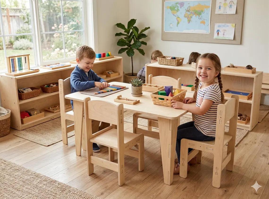 Kids Table Set Rectangular Table 4 Chairs Toylandeu™