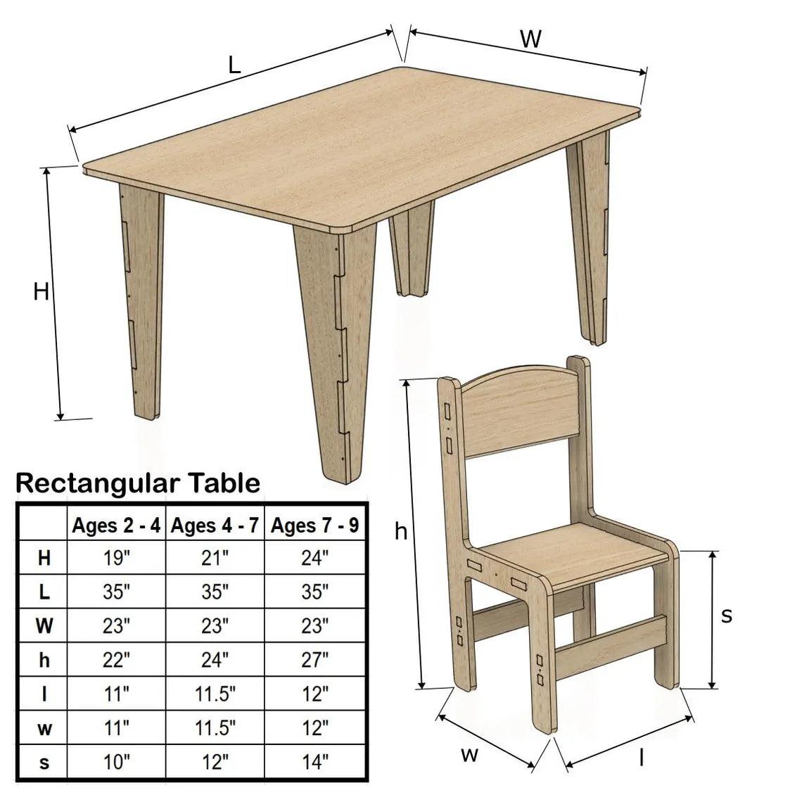 Kids Table Set Rectangular Table 4 Chairs Toylandeu™