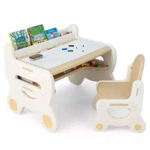 Kids Table and Chair Set Plastic Children Activity Table and Chair Set for Reading Drawing and Snack Time - ToylandEU