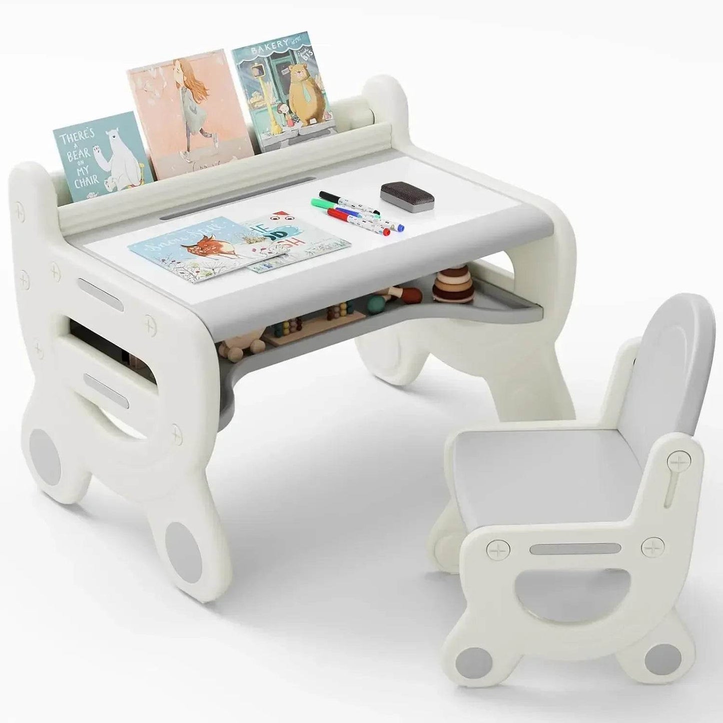 Kids Table and Chair Set Plastic Children Activity Table and Chair Set for Reading Drawing and Snack Time - ToylandEU