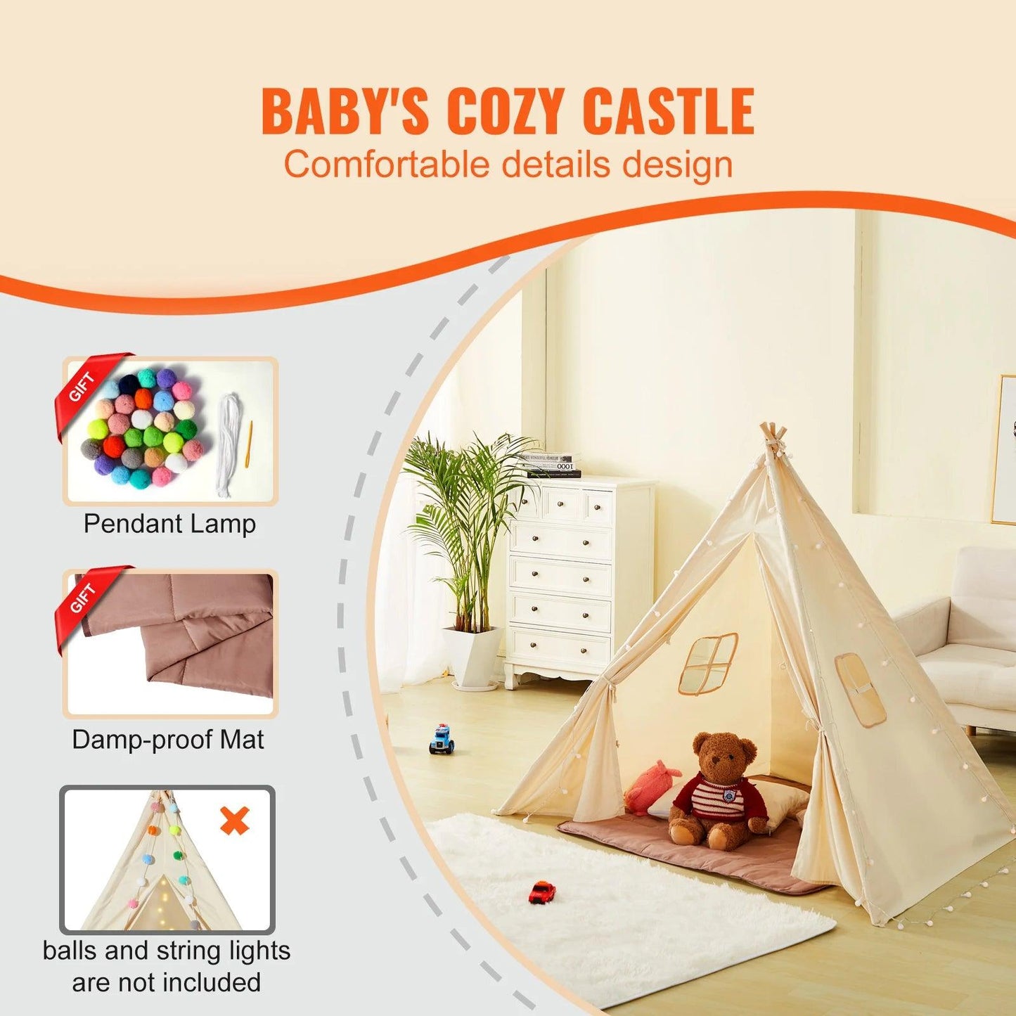  Kids Teepee Play Tent Cozy Indoor Outdoor Fun With Windows -  ToylandEU™