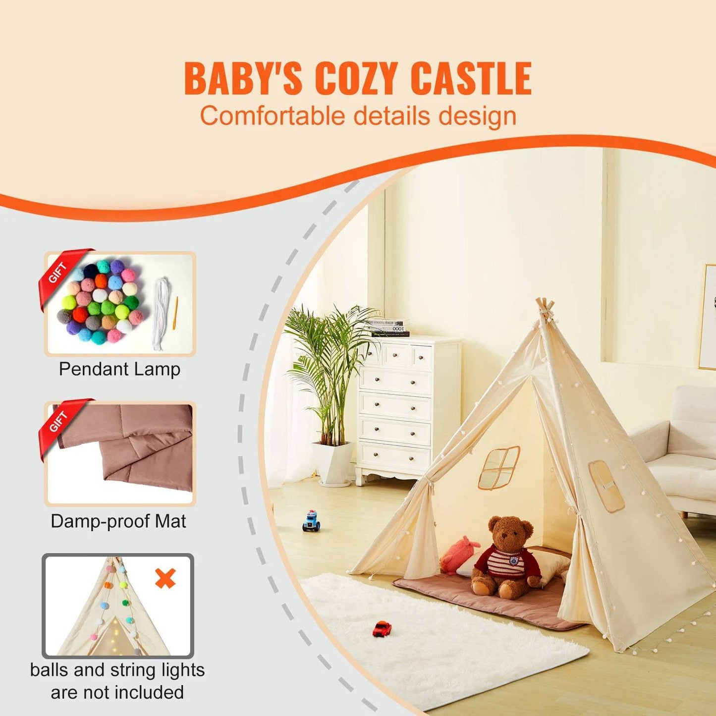  Kids Teepee Play Tent Cozy Indoor Outdoor Fun With Windows -  ToylandEU™