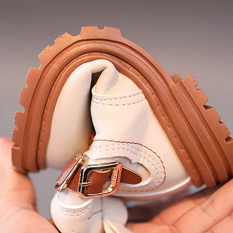 Kids' Trendy Leather Short Boots - Autumn Fashion for Boys and Girls, British Style Outdoor Anti-Slip Footwear - ToylandEU