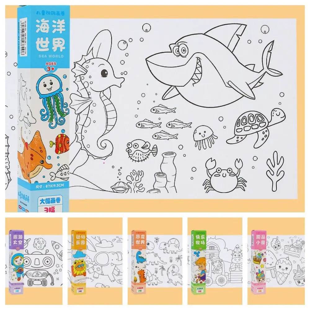 Kids' Ultimate Dinosaur & Space Exploration Coloring Roll - Imaginative Art Fun - ToylandEU