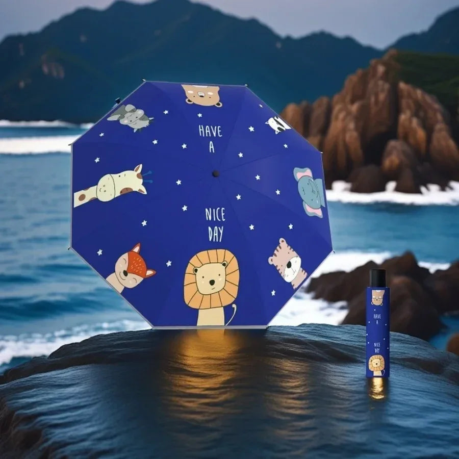 Kids Umbrella Cartoon Windproof Folding Reflective Dinosaur Astronaut - ToylandEU