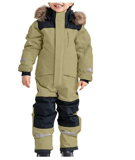 Kids Unisex Ski Suit Dinosaur Cartoon Insulated Warm Winter Wear - ToylandEU