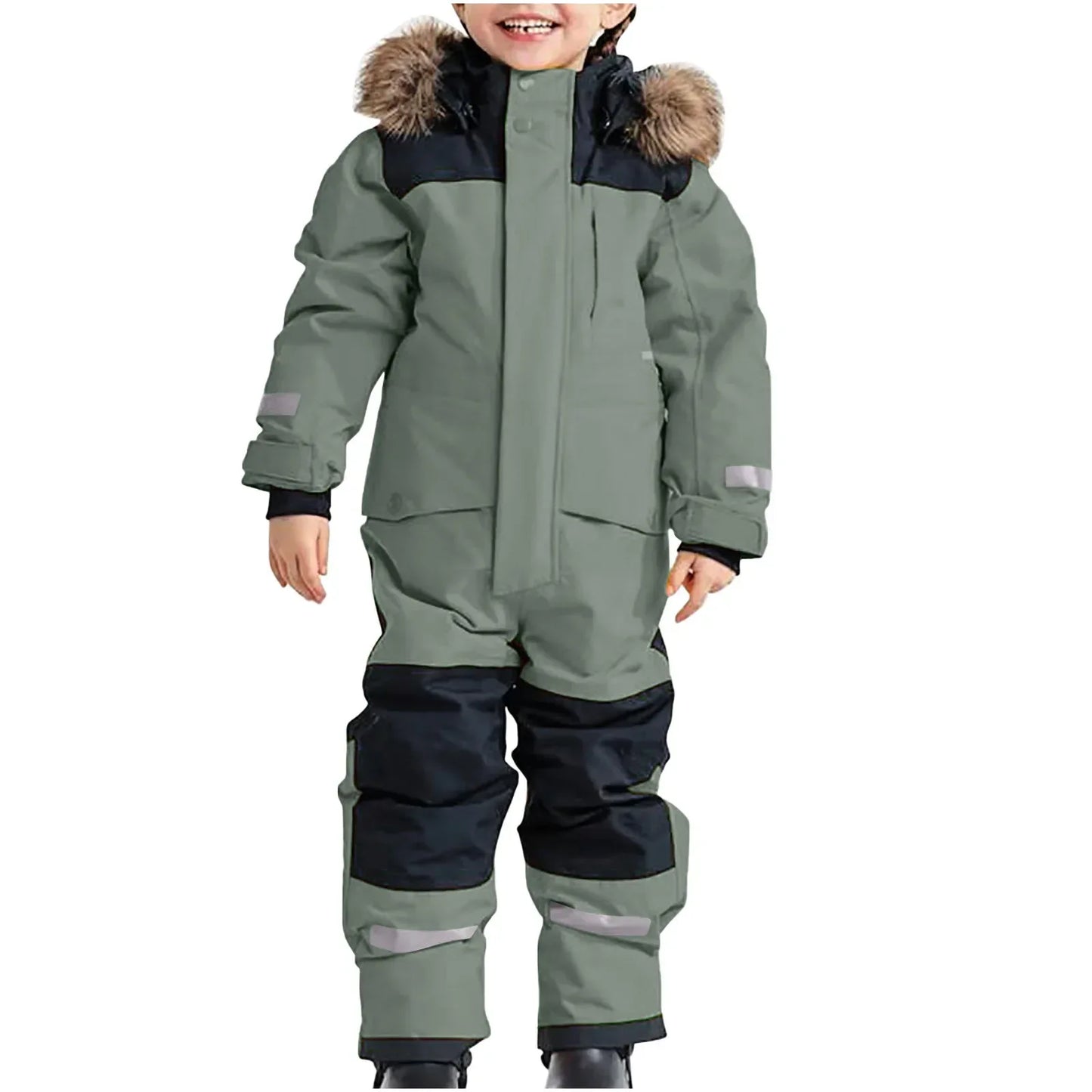 Kids Unisex Ski Suit Dinosaur Cartoon Insulated Warm Winter Wear - ToylandEU