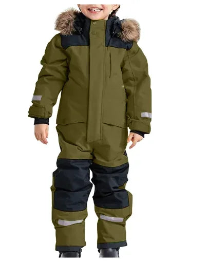 Kids Unisex Ski Suit Dinosaur Cartoon Insulated Warm Winter Wear - ToylandEU