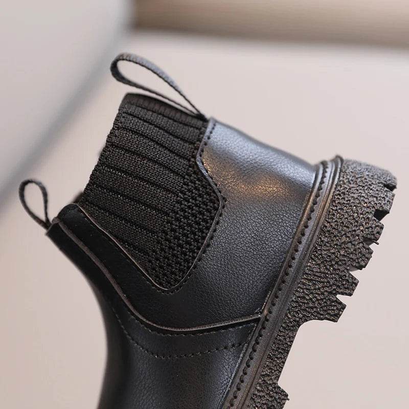 Kids Warm PU Leather Ankle Boots with Side Zipper - Anti-Slip Snow Shoes for Girls and Boys - ToylandEU