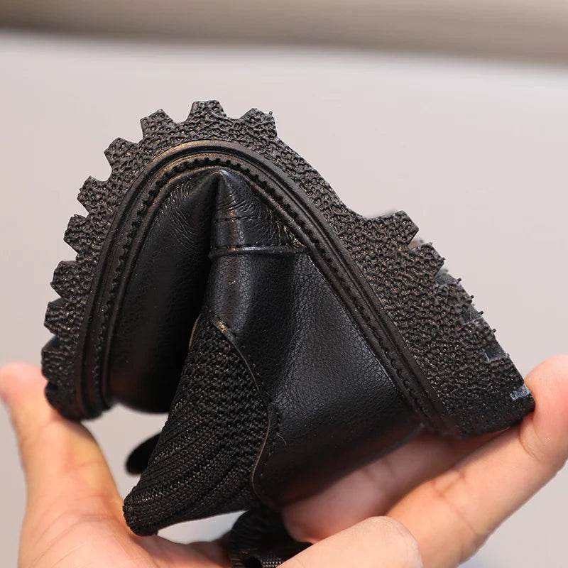 Kids Warm PU Leather Ankle Boots with Side Zipper - Anti-Slip Snow Shoes for Girls and Boys - ToylandEU