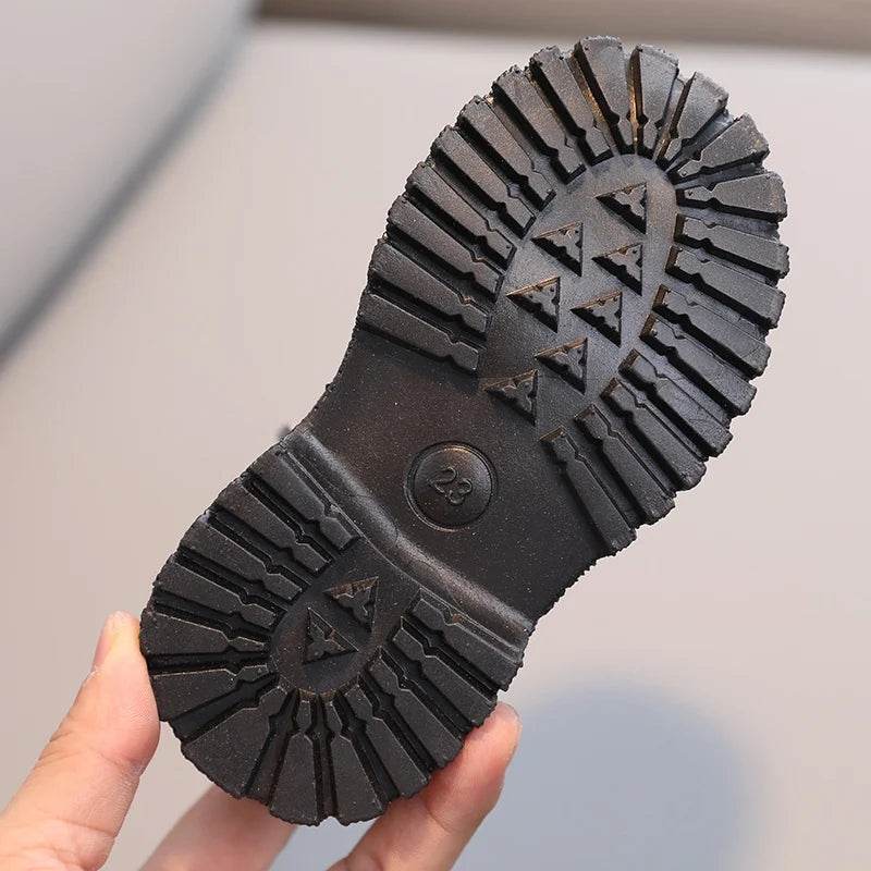 Kids Warm PU Leather Ankle Boots with Side Zipper - Anti-Slip Snow Shoes for Girls and Boys - ToylandEU