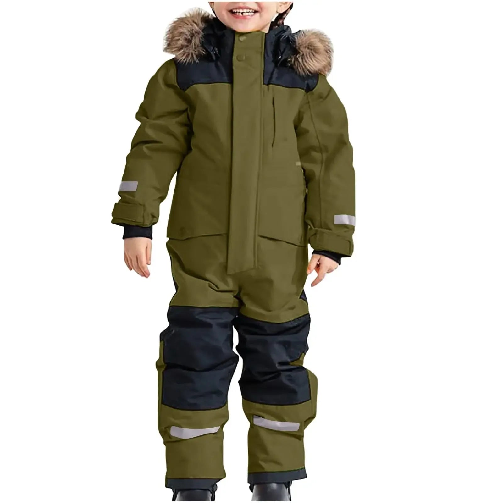 Kids Waterproof Ski Suit With Fleece Lining Warm One Piece - ToylandEU