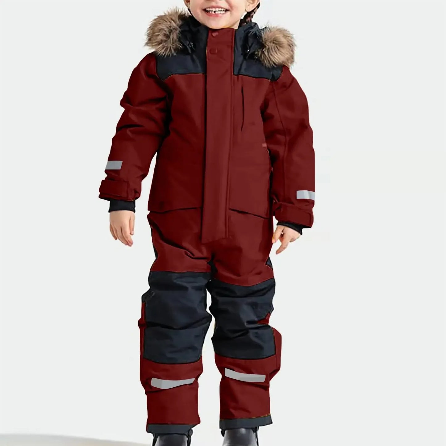 Kids Waterproof Ski Suit With Fleece Lining Warm One Piece - ToylandEU