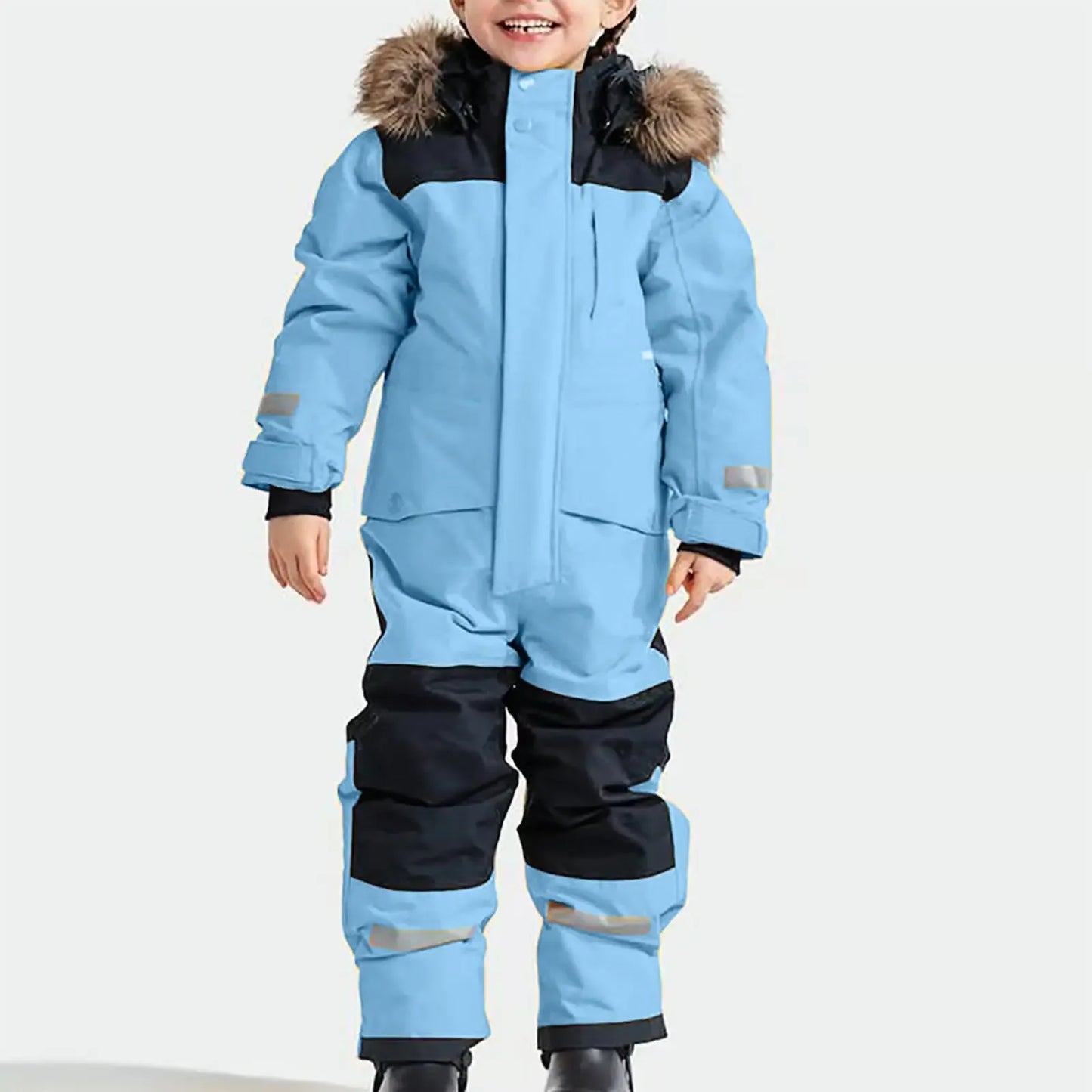 Kids Waterproof Ski Suit With Fleece Lining Warm One Piece - ToylandEU