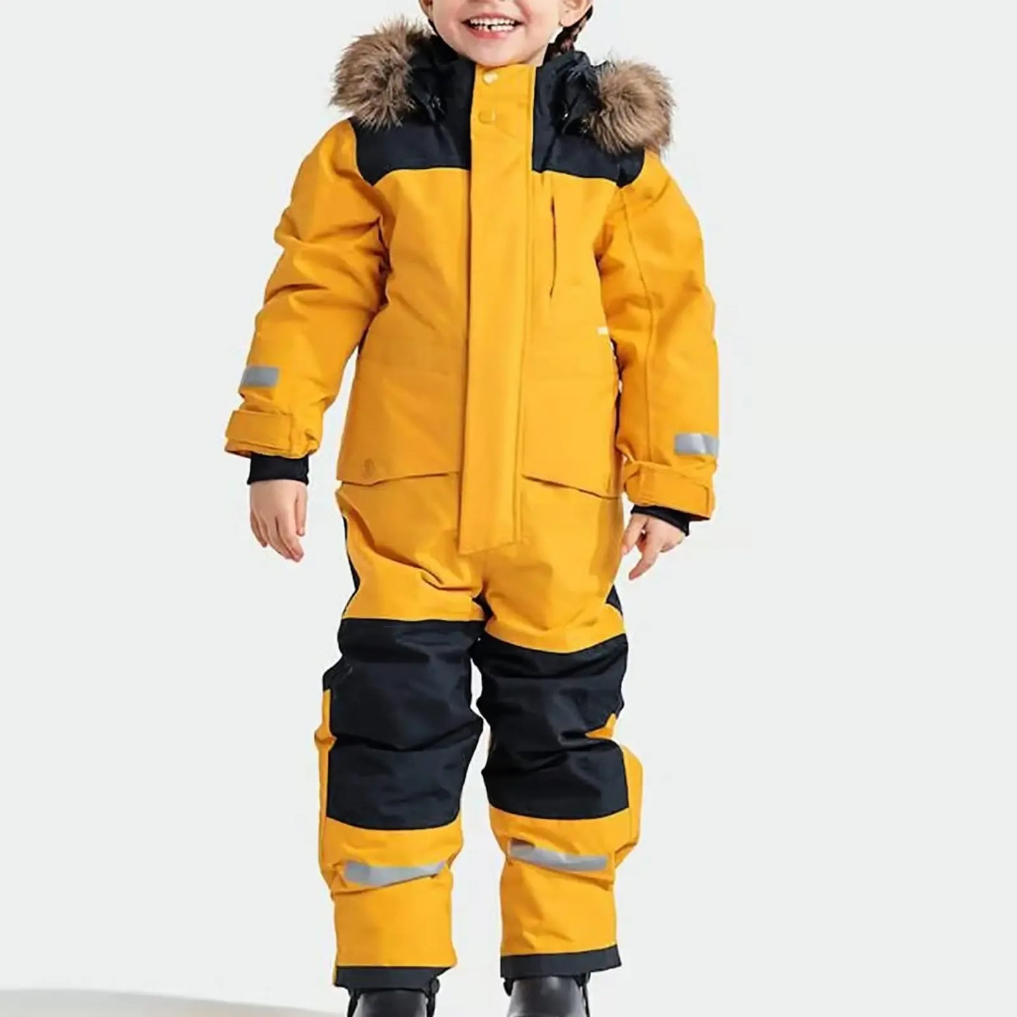 Kids Waterproof Ski Suit With Fleece Lining Warm One Piece - ToylandEU