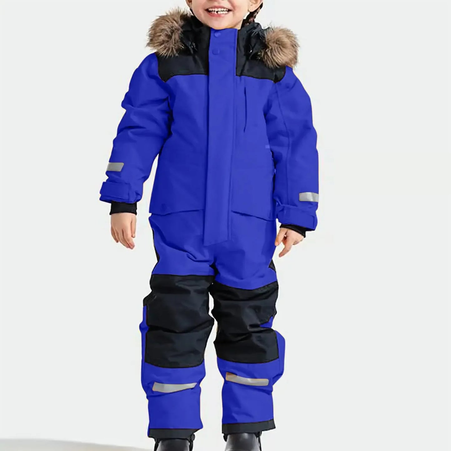 Kids Waterproof Ski Suit With Fleece Lining Warm One Piece - ToylandEU