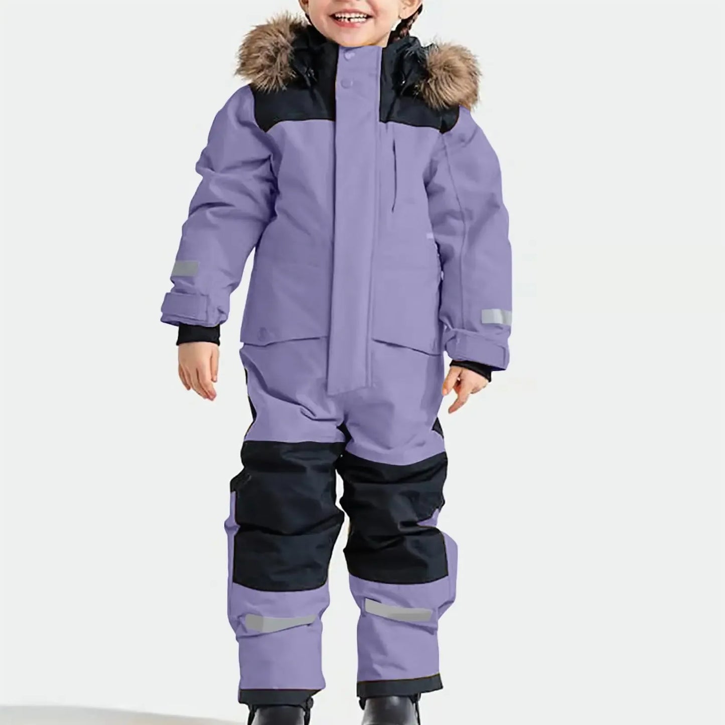Kids Waterproof Ski Suit With Fleece Lining Warm One Piece - ToylandEU