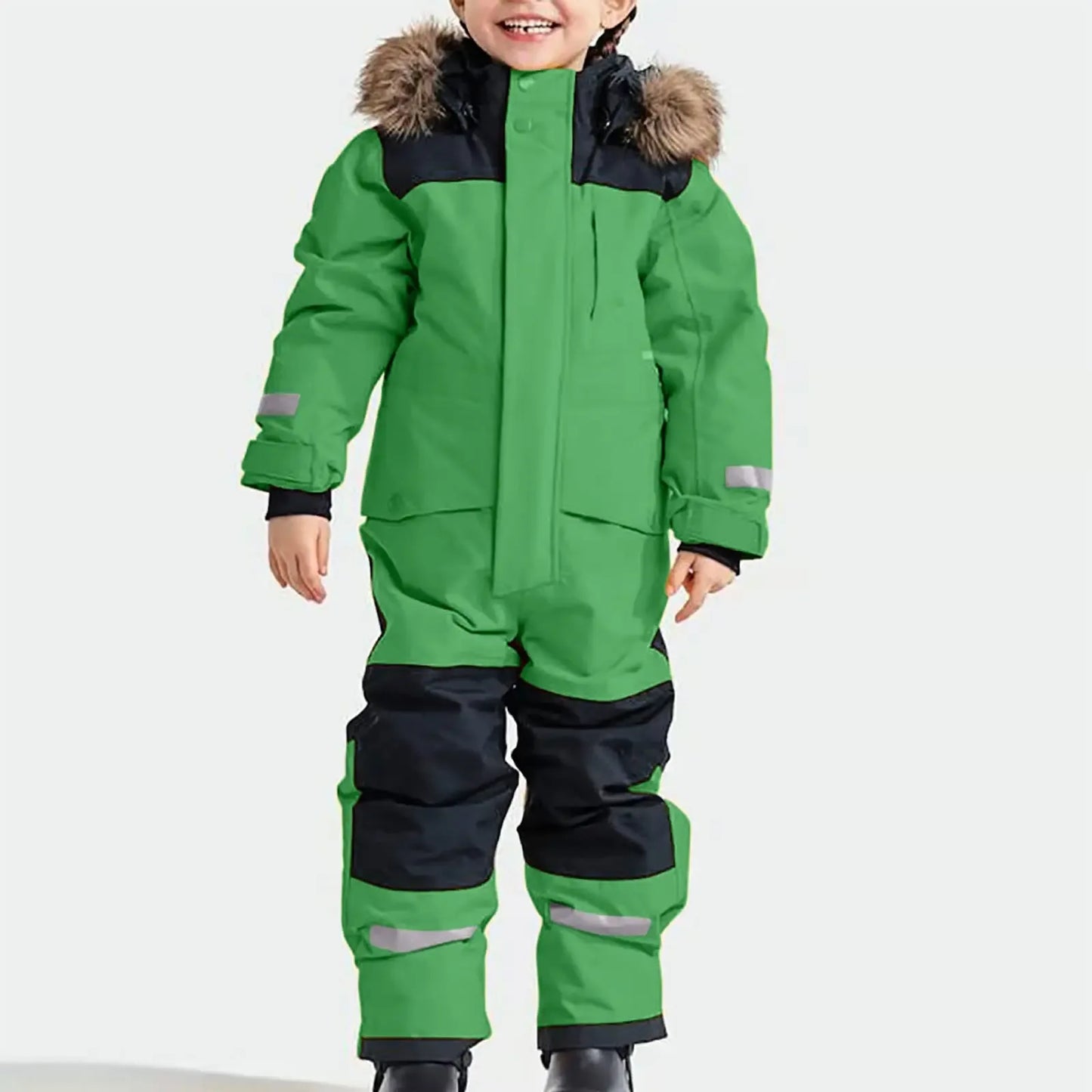Kids Waterproof Ski Suit With Fleece Lining Warm One Piece - ToylandEU