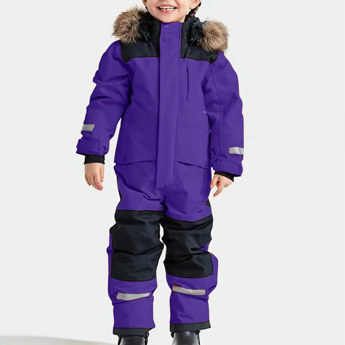 Kids Waterproof Ski Suit With Fleece Lining Warm One Piece - ToylandEU