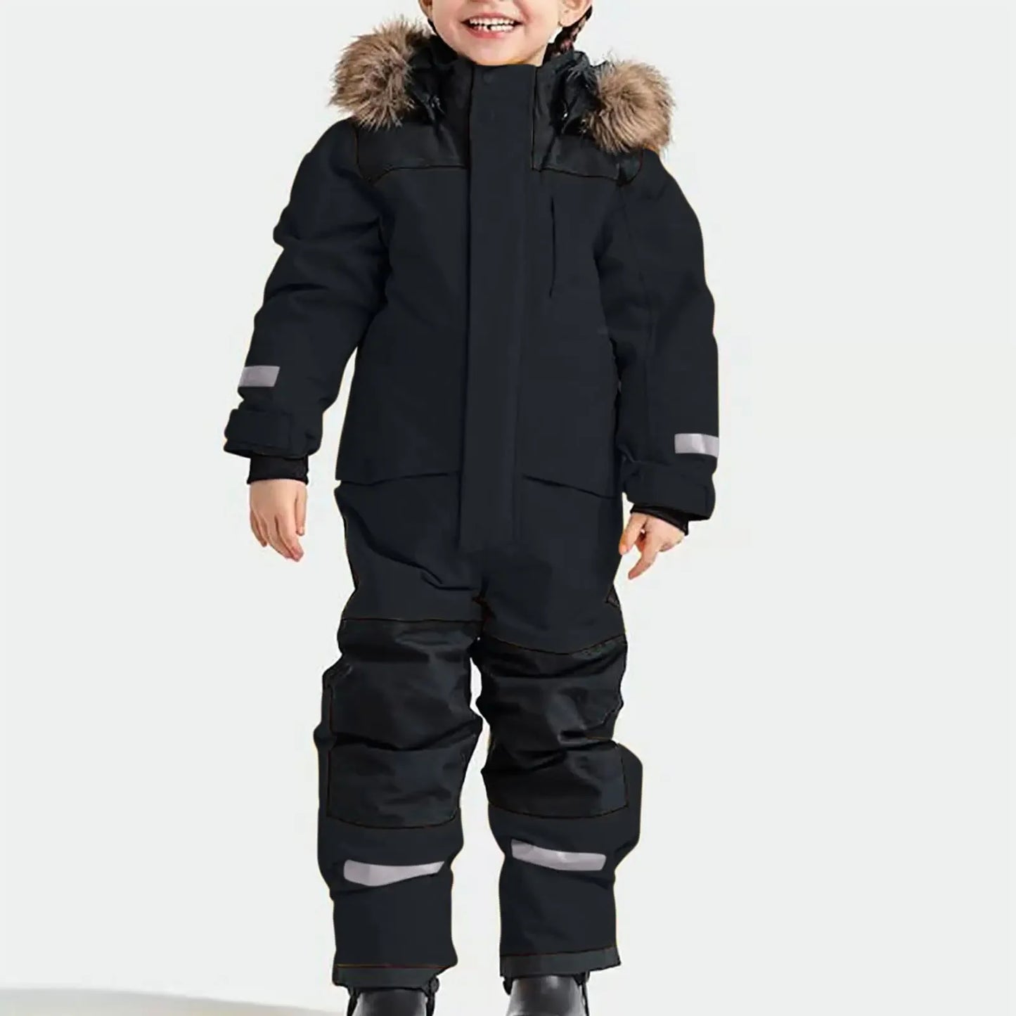 Kids Waterproof Ski Suit With Fleece Lining Warm One Piece - ToylandEU