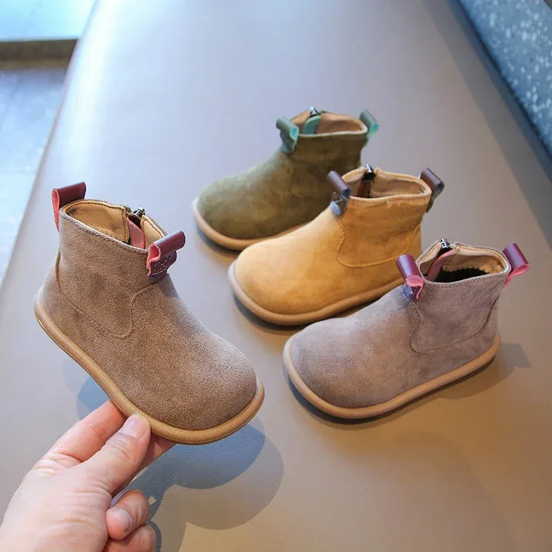 Kids Winter Boots Anti Slip Suede Ankle Boots With Plush - ToylandEU