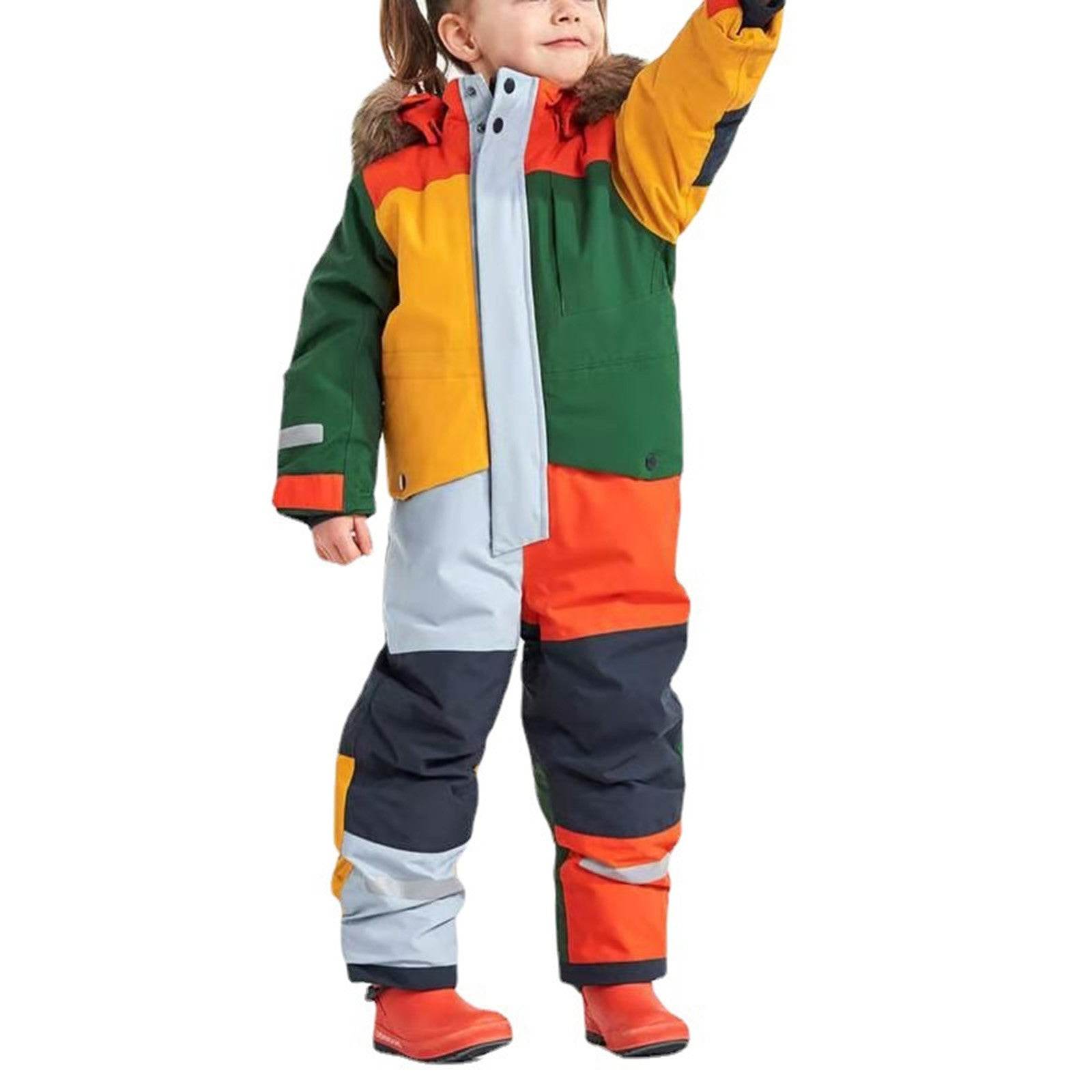 Kids Winter Ski Jumpsuit - Warm, Windproof Fleece Overall for Boys and Girls, Ideal for Snowboarding and Outdoor Play - ToylandEU