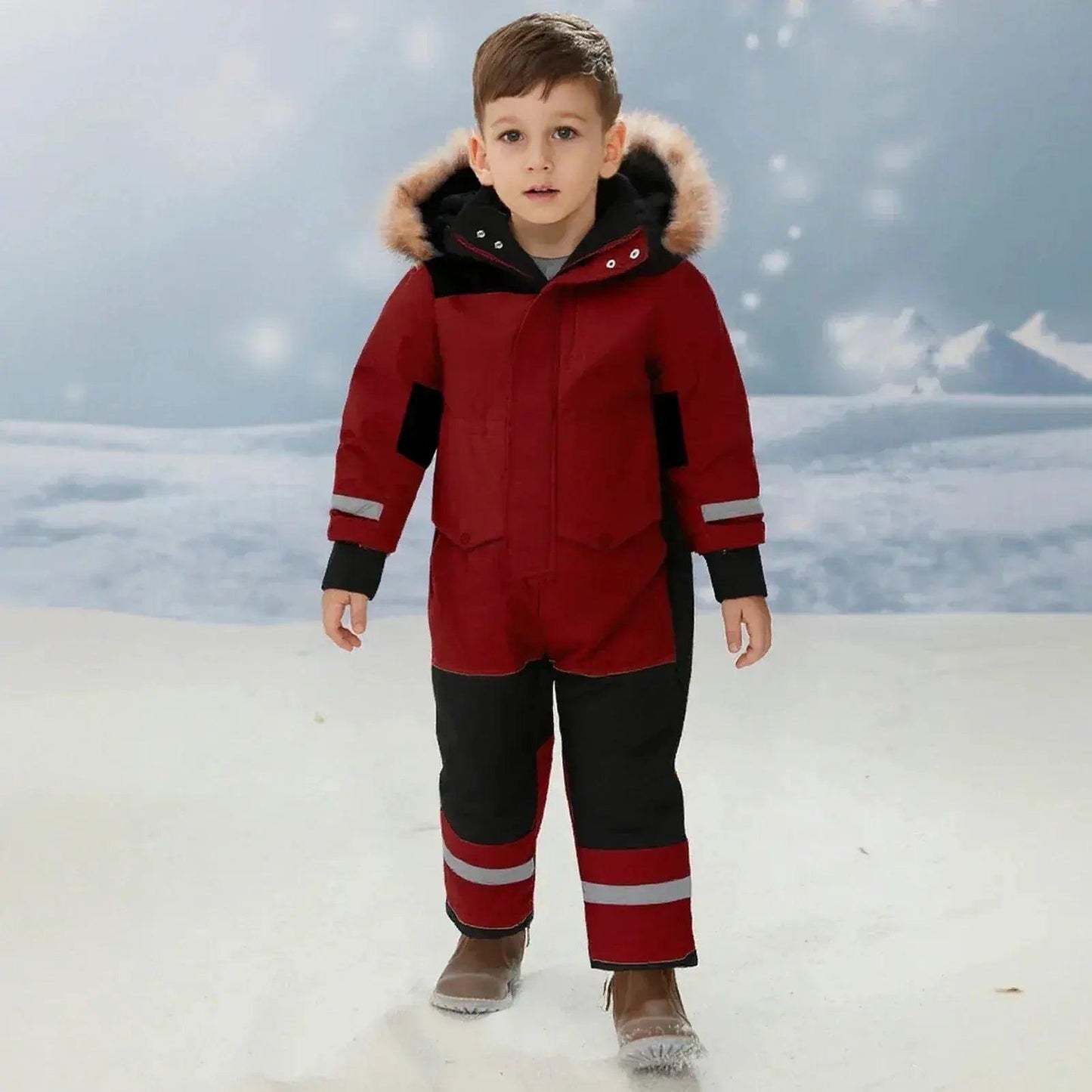  Kids Winter Ski Suit With Fur Hood Windproof Warmth -  ToylandEU™