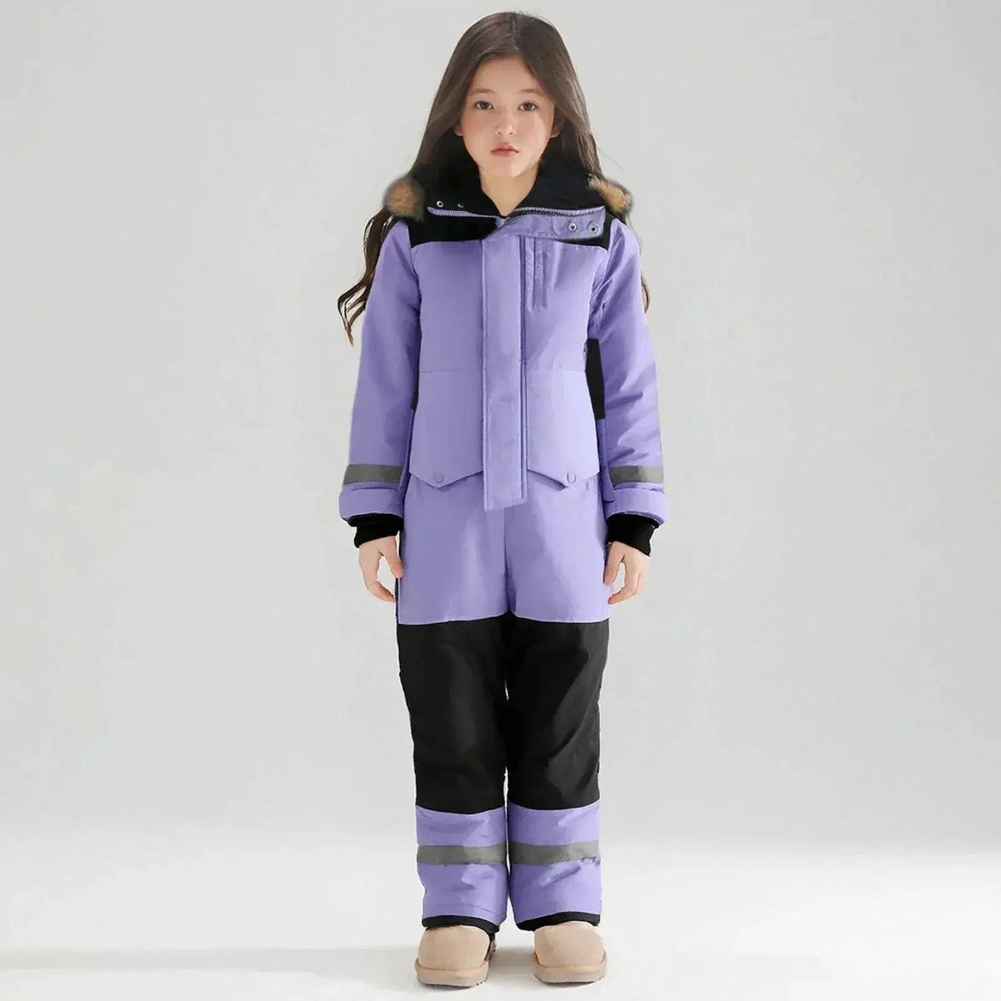  Kids Winter Ski Suit With Fur Hood Windproof Warmth -  ToylandEU™