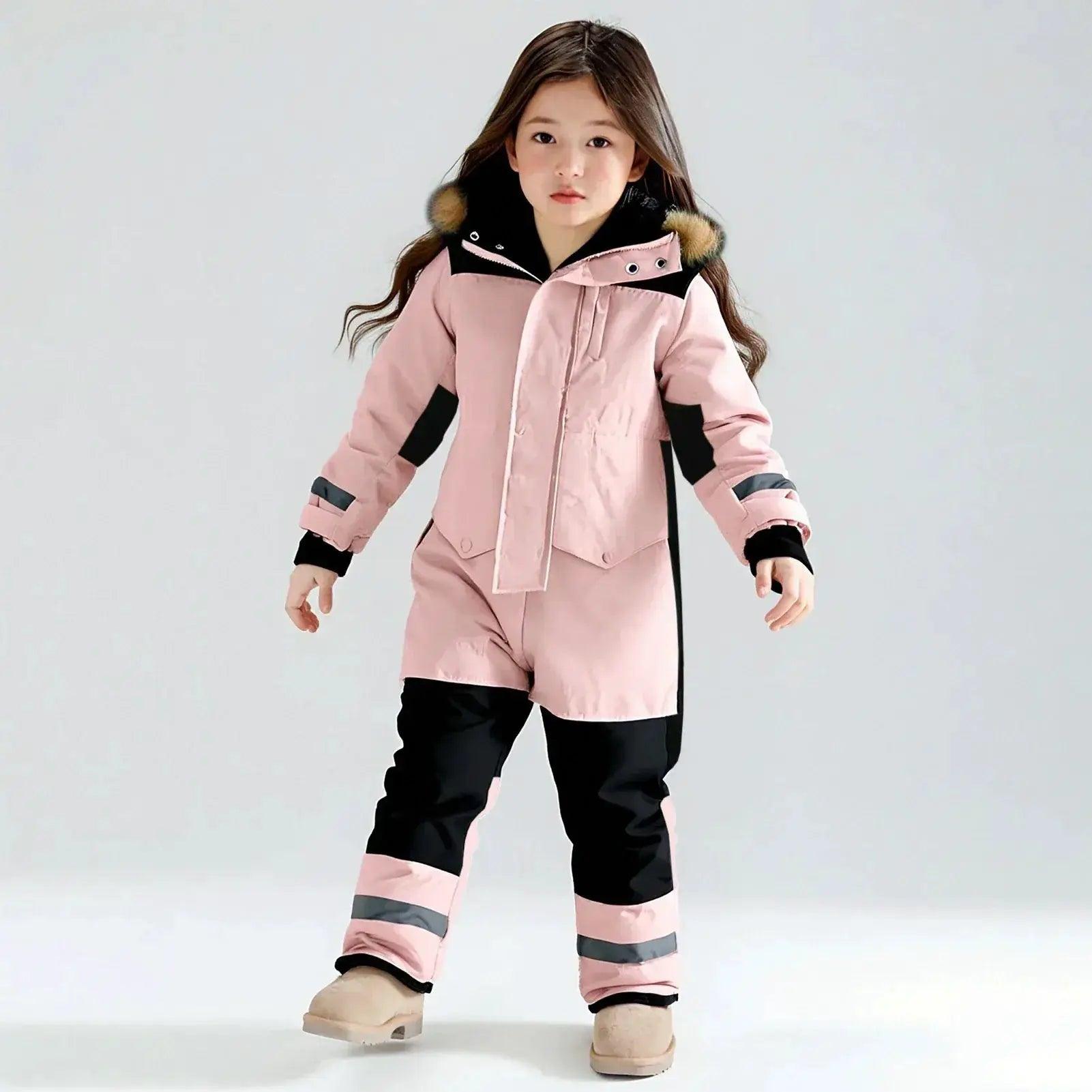  Kids Winter Ski Suit With Fur Hood Windproof Warmth -  ToylandEU™