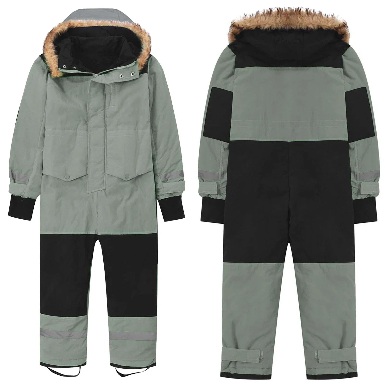 Kids Winter Ski Suit With Fur Hood Windproof Warmth Outdoor - ToylandEU