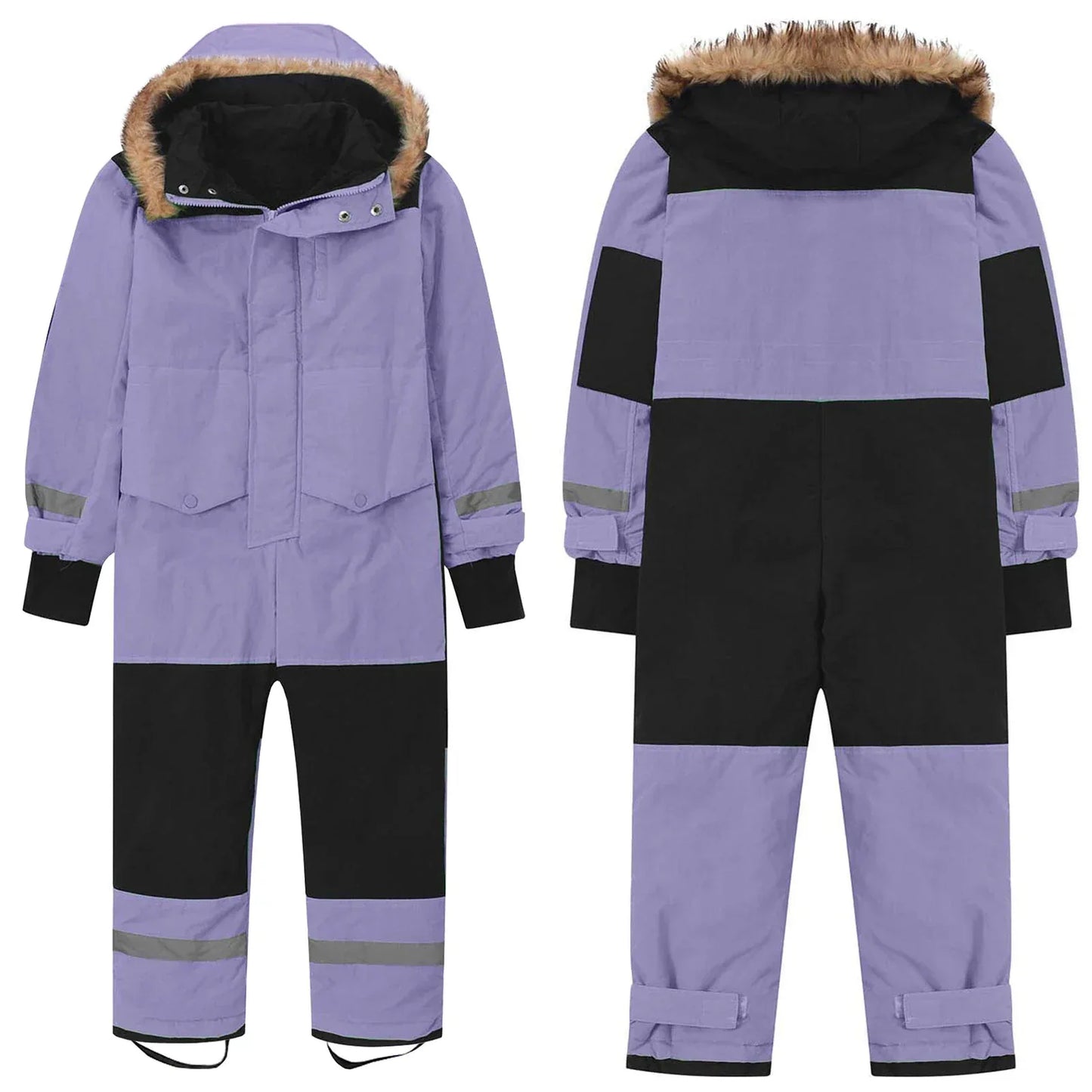 Kids Winter Ski Suit With Fur Hood Windproof Warmth Outdoor - ToylandEU